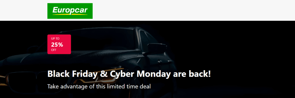 Europcar juodasis penktadienis išpardavimas Black Friday Deals