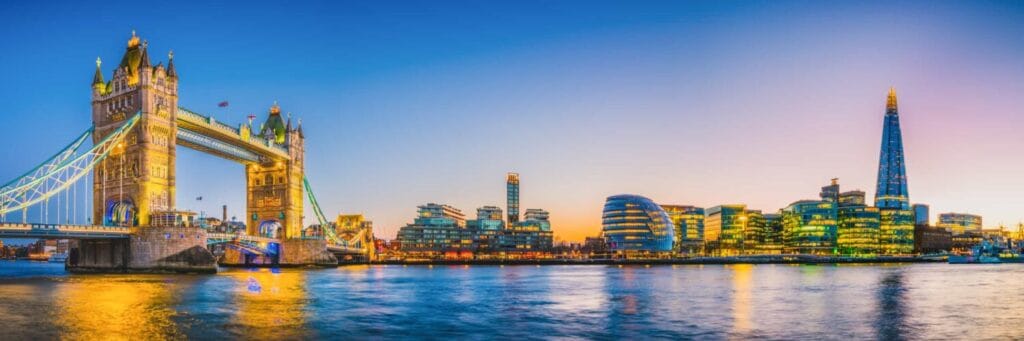 London skyline with Tower Bridge and the Shard